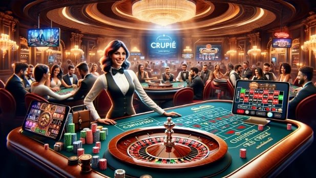 Studio live casino kapal togel dengan meja baccarat dan dealer profesional